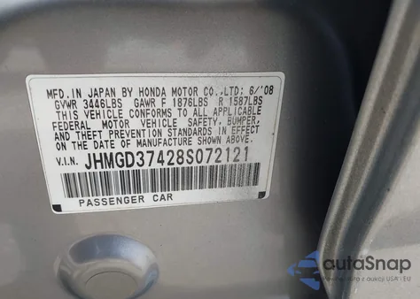 2008 Honda Fit from USA, damaged, VIN JHMGD37428S072121